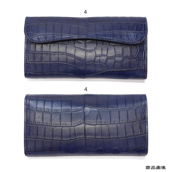 画像11: WILD SWANS（ワイルドスワンズ）WAVE（ウェイブ）ロングウォレット/藍染"クロコダイル"×ブラック"サドルプルアップ" (11)