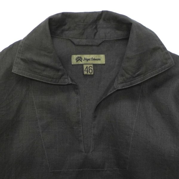 画像5: Nigel Cabourn（ナイジェル・ケーボン）FRENCH PULLOVER SHIRT（フレンチプルオーバーシャツ）"LINEN" / Off White（オフホワイト）・Dark Charcoal（ダークチャコール） (5)