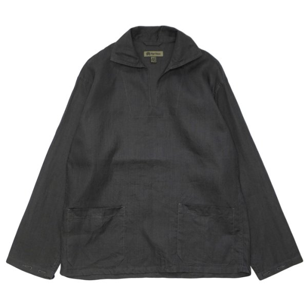 画像3: Nigel Cabourn（ナイジェル・ケーボン）FRENCH PULLOVER SHIRT（フレンチプルオーバーシャツ）"LINEN" / Off White（オフホワイト）・Dark Charcoal（ダークチャコール） (3)