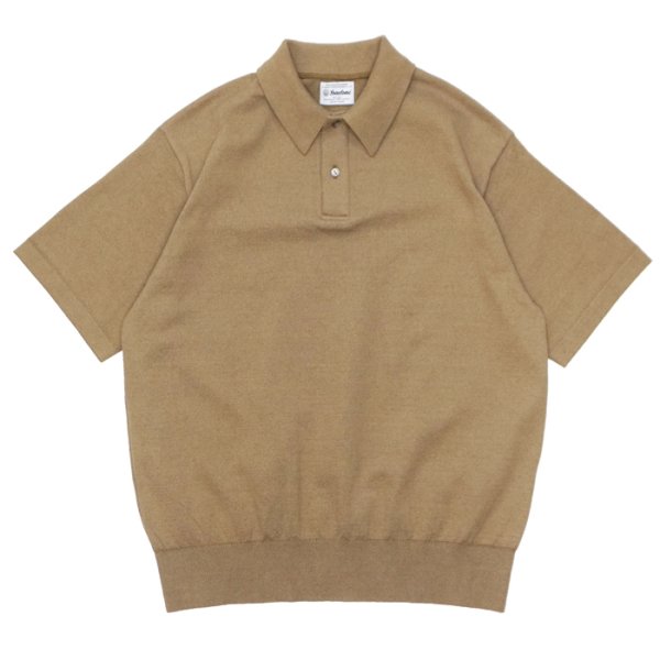 画像2: Yonetomi NEW BASIC（ヨネトミニューベーシック）LIGHT WAVE COTTON KNIT POLO（ライトウェーブコットンニットポロシャツ）/ Navy（ネイビー）・L,Brown（ライトブラウン） (2)