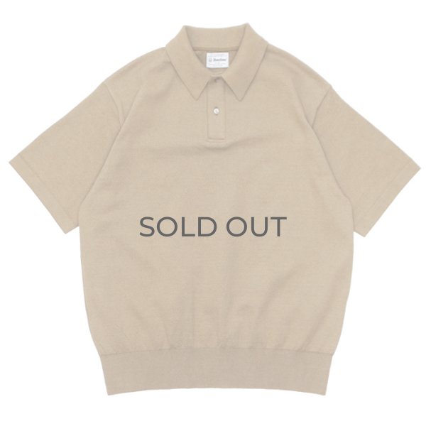 画像2: Yonetomi NEW BASIC（ヨネトミニューベーシック）LIGHT WAVE COTTON KNIT POLO（ライトウェーブコットンニットポロシャツ）/ Navy（ネイビー）・L,Brown（ライトブラウン） (2)