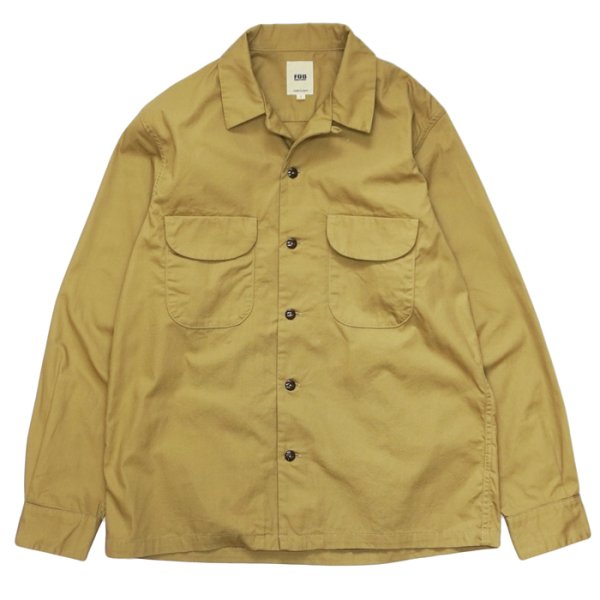 画像2: F.O.B FACTORY（エフオービーファクトリー）OPEN COLLAR SHIRT（オープンカラーシャツ）"BAD DYE POPLIN" / Olive（オリーブ）・Khaki（カーキ） (2)