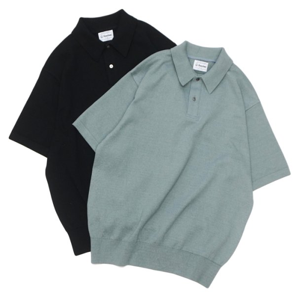 画像1: Yonetomi NEW BASIC（ヨネトミニューベーシック）LIGHT WAVE COTTON KNIT POLO（ライトウェーブコットンニットポロシャツ）/ Black（ブラック）・Gray（グレー） (1)