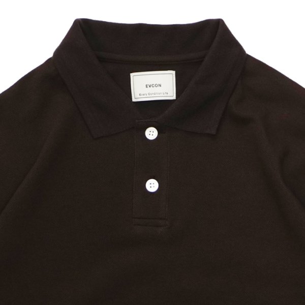 画像3: EVCON（エビコン）KANOKO POLO S/S TEE（カノコポロショートスリーブTシャツ） / Dark Brown（ダークブラウン） (3)
