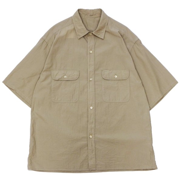 画像1: blurhms ROOTSTOCK（ブラームスルーツストック）Hard Twist Chambray Work Shirt S/S（ハードツイストシャンブレーシャツ S/S）/ Beige（ベージュ） (1)