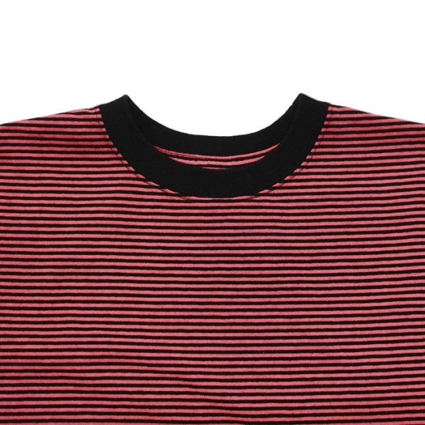 画像3: Good On（グッドオン）Mini Stripe Short Sleeve Crew Neck Tee（ミニストライプショートスリーブクルーネックTシャツ） / Flamingo（フラミンゴ） (3)