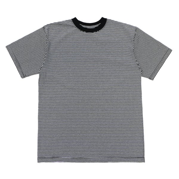 画像1: Good On（グッドオン）Mini Stripe Short Sleeve Crew Neck Tee（ミニストライプショートスリーブクルーネックTシャツ） / White（ホワイト） (1)