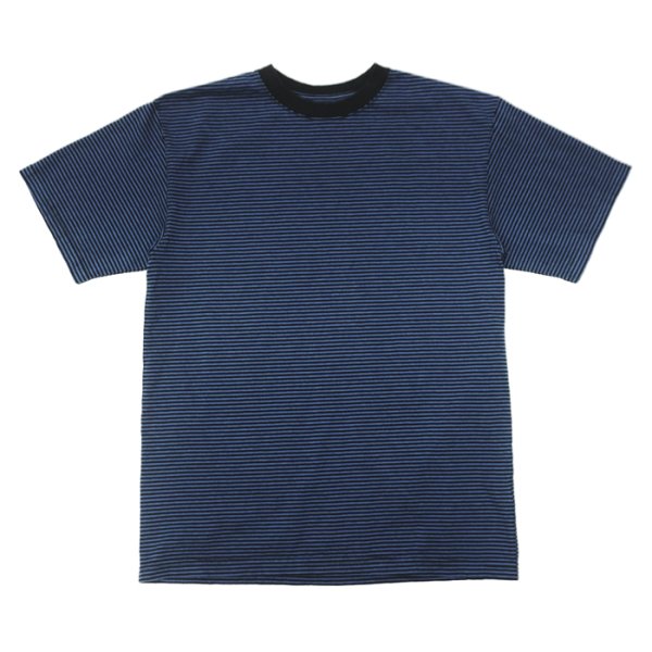 画像1: Good On（グッドオン）Mini Stripe Short Sleeve Crew Neck Tee（ミニストライプショートスリーブクルーネックTシャツ） / DEEP LAGOON（ディープラグーン） (1)