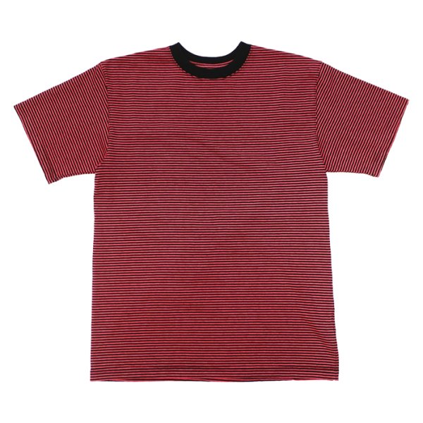 画像1: Good On（グッドオン）Mini Stripe Short Sleeve Crew Neck Tee（ミニストライプショートスリーブクルーネックTシャツ） / Flamingo（フラミンゴ） (1)