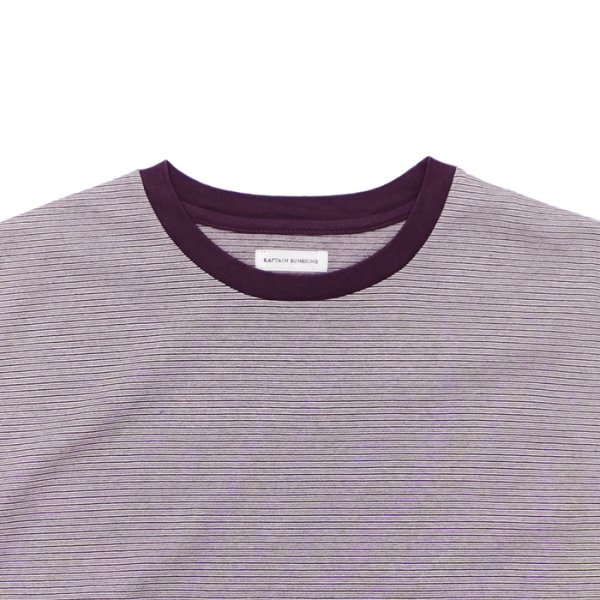 画像3: KAPTAIN SUNSHINE（キャプテンサンシャイン）Hard Twisted Stripe Jersey SS Tee（ハードツイステッドストライプジャージーショートスリーブTee）"HARD TWISTED COTTON BORDER JERSEY" / Grey Multi Stripe（グレーマルチストライプ） (3)