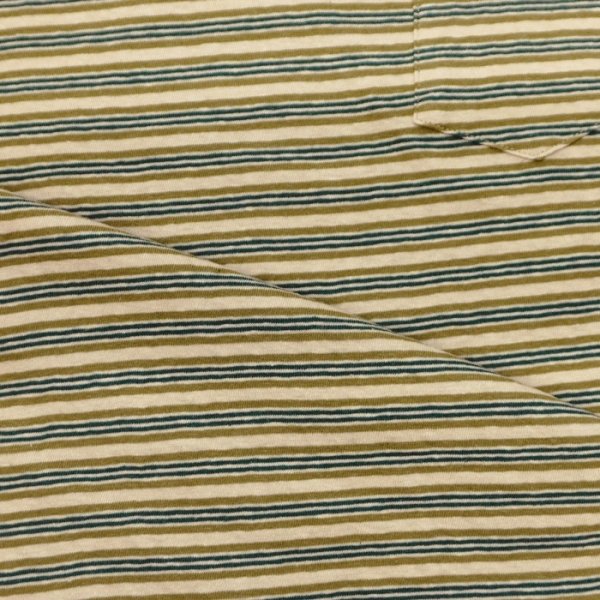 画像6: felco（フェルコ） S/S Crew Pocket Tee（S/SクルーポケットTシャツ）”OLD PAPER STRIPE" / Green Beige×Olive Stripe（グリーンベージュ×オリーブストライプ） (6)
