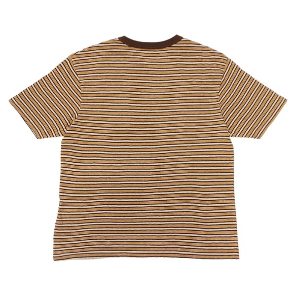 画像2: felco（フェルコ） S/S Crew Pocket Tee（S/SクルーポケットTシャツ）”OLD PAPER STRIPE" / Brown Beige×Oramnge Stripe（ブラウンベージュ×オレンジストライプ） (2)