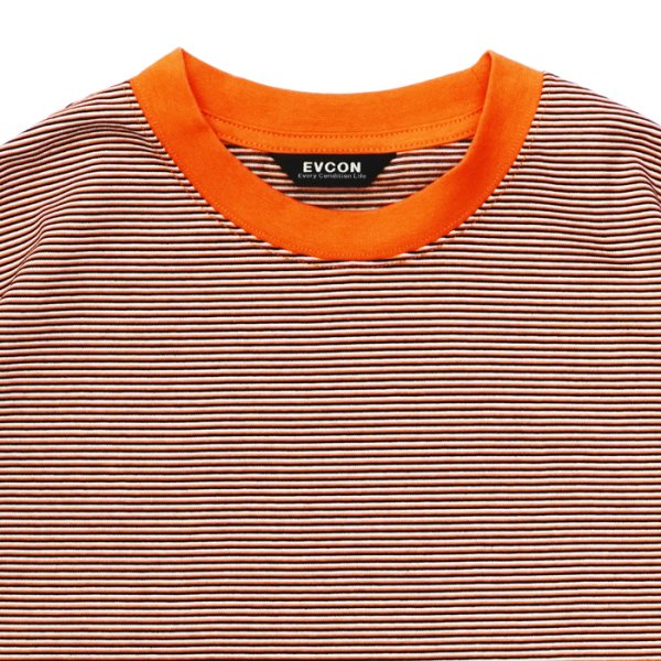 画像3: EVCON（エビコン）MARCERIZATION BORDER WIDE S/S TEE（マーセリゼーションボーダーワイドショートスリーブTシャツ） / ORANGE（オレンジ） (3)