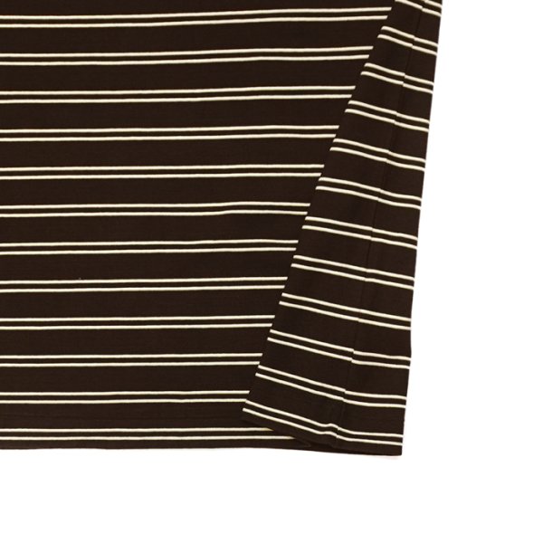 画像5: KAPTAIN SUNSHINE（キャプテンサンシャイン）Hard Twisted Stripe Jersey SS Tee（ハードツイステッドストライプジャージーショートスリーブTee）"HARD TWISTED COTTON BORDER JERSEY" / Brown Wide Stripe（ブラウンワイドストライプ） (5)
