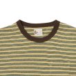 画像3: felco（フェルコ） S/S Crew Pocket Tee（S/SクルーポケットTシャツ）”OLD PAPER STRIPE" / Green Beige×Olive Stripe（グリーンベージュ×オリーブストライプ） (3)
