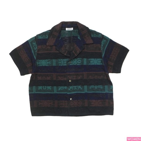 画像1: COOHEM（コーヘン）W's HAWAIIAN QUILT KNIT SHIRT（ウィメンズ ハワイアンキルトニットシャツ）/ Black（ブラック） (1)