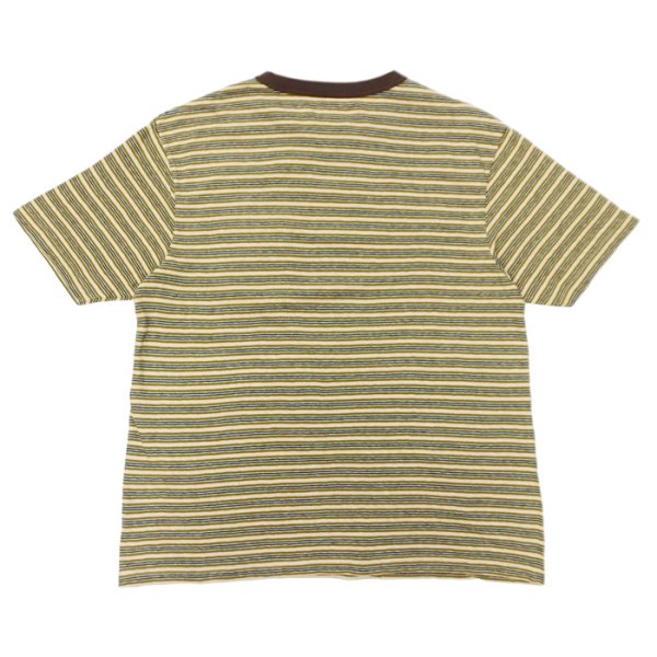 画像2: felco（フェルコ） S/S Crew Pocket Tee（S/SクルーポケットTシャツ）”OLD PAPER STRIPE" / Green Beige×Olive Stripe（グリーンベージュ×オリーブストライプ） (2)