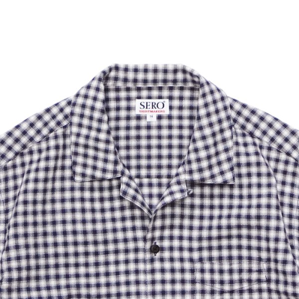 画像2: SERO（セロ）Dobby Omble SS Open Collar Shirt（ドビーオンブレショートスリーブオープンカラーシャツ） / Navy（ネイビー） (2)