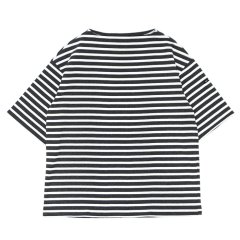 SAINT JAMES（セントジェームス）TEE LOOSE（五分袖ドロップショルダー）"BORDER" / ACIRE×NEIGE（杢チャコール×ホワイト）