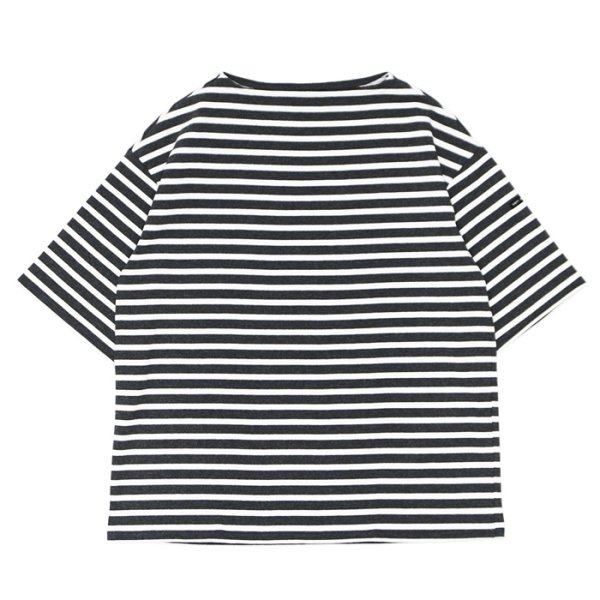 画像1: SAINT JAMES（セントジェームス）TEE LOOSE（五分袖ドロップショルダー）"BORDER" / ACIRE×NEIGE（杢チャコール×ホワイト） (1)
