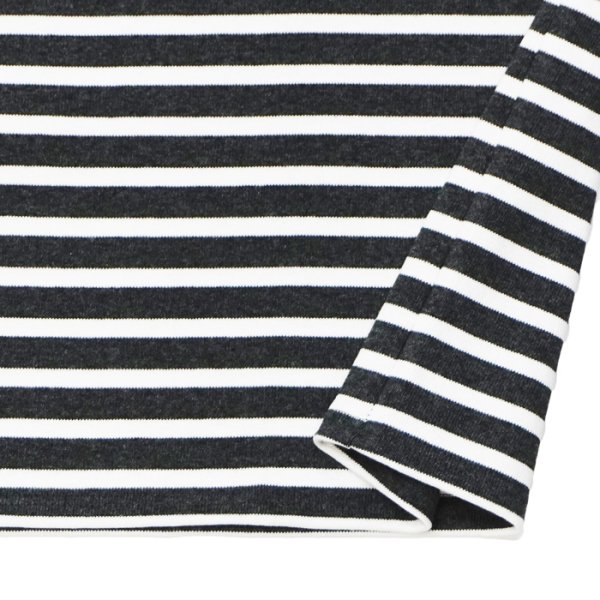 画像5: SAINT JAMES（セントジェームス）TEE LOOSE（五分袖ドロップショルダー）"BORDER" / ACIRE×NEIGE（杢チャコール×ホワイト） (5)