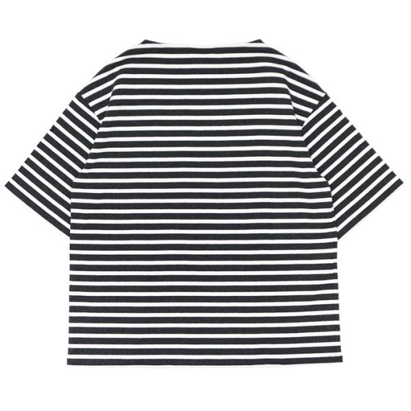 画像2: SAINT JAMES（セントジェームス）TEE LOOSE（五分袖ドロップショルダー）"BORDER" / ACIRE×NEIGE（杢チャコール×ホワイト） (2)