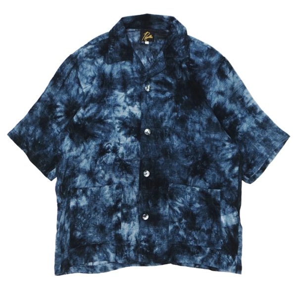 画像1: NEEDLES（ニードルズ）Cabana Shirt（カバナシャツ）"Mesh Jacquard Uneven Dye" / Charcoal（チャコール） (1)