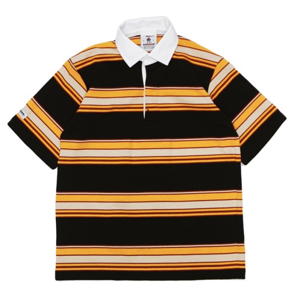 画像1: BARBARIAN（バーバリアン）Light Weight Rugby Collar Shirt S/S（ライトウェイト ラグビーカラーシャツS/S） / RUST×U,GOLD×Tangerine×Brown（ラスト×ゴールド×タンジェリン×ブラウン） (1)