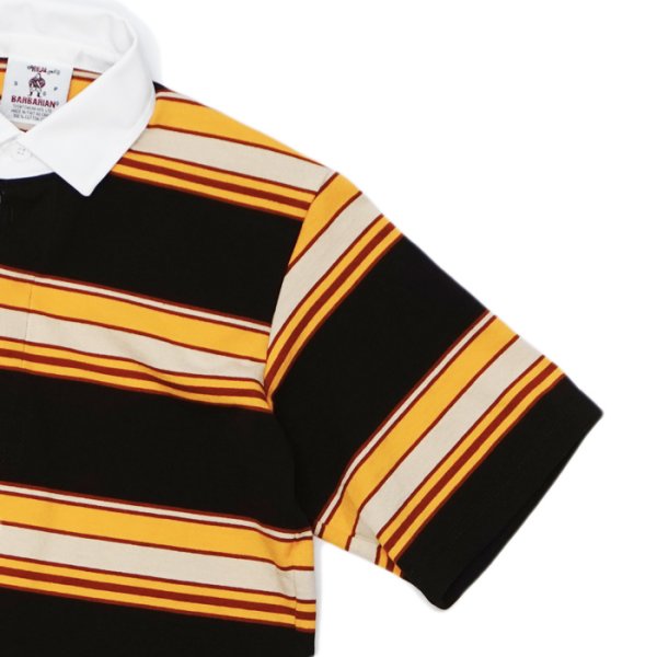 画像4: BARBARIAN（バーバリアン）Light Weight Rugby Collar Shirt S/S（ライトウェイト ラグビーカラーシャツS/S） / RUST×U,GOLD×Tangerine×Brown（ラスト×ゴールド×タンジェリン×ブラウン） (4)