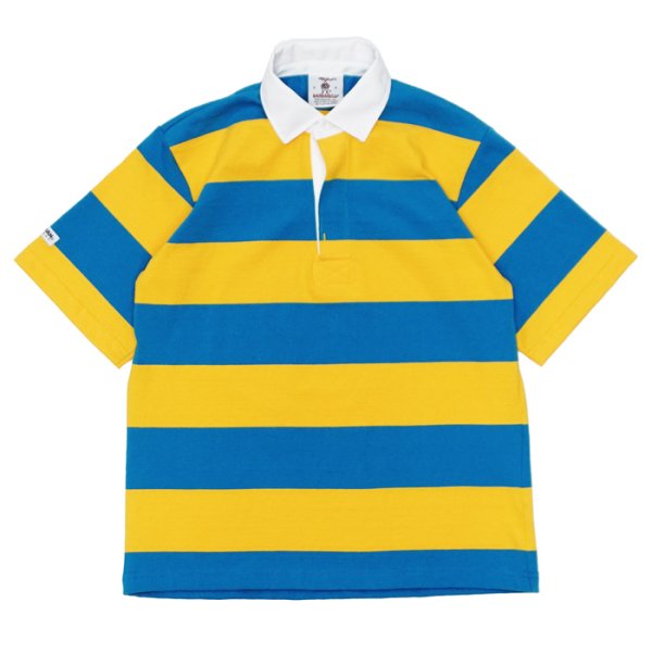 画像1: BARBARIAN（バーバリアン）Light Weight Rugby Collar Shirt S/S（ライトウェイト ラグビーカラーシャツS/S） / Gold×Cyan（ゴールド×シアン） (1)