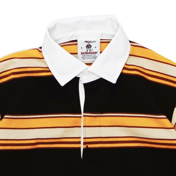 画像3: BARBARIAN（バーバリアン）Light Weight Rugby Collar Shirt S/S（ライトウェイト ラグビーカラーシャツS/S） / RUST×U,GOLD×Tangerine×Brown（ラスト×ゴールド×タンジェリン×ブラウン） (3)