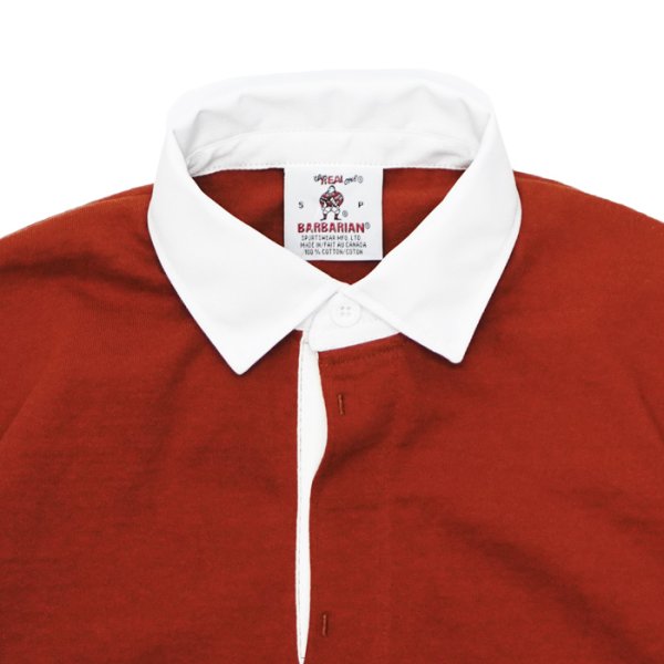 画像3: BARBARIAN（バーバリアン）Light Weight Rugby Collar Short Sleeve Shirt（ライトウエイトラグビーカラーショートスリーブシャツ）"SOLID" / Rust（ラスト） (3)