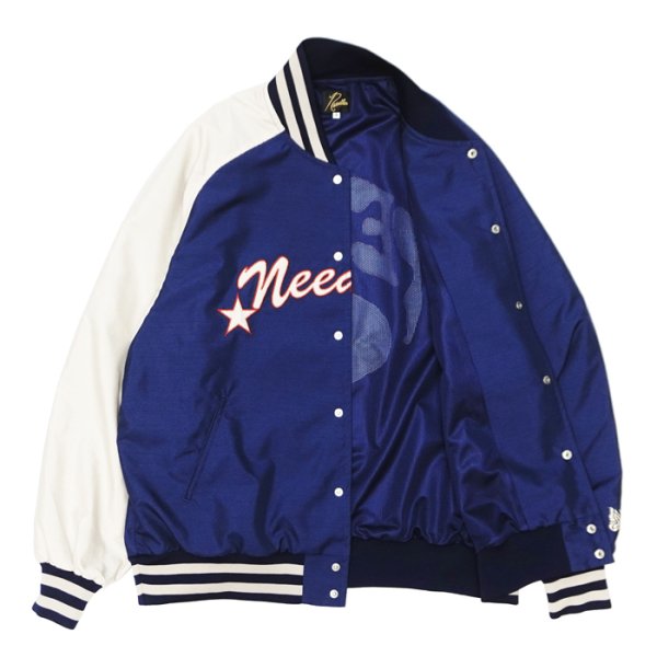画像3: NEEDLES（ニードルズ）Stadium Jacket（スタジアムジャケット）"Poly Shantung" / Navy（ネイビー） (3)