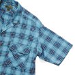 画像4: Nigel Cabourn（ナイジェル・ケーボン）OPEN COLLAR SHIRT（オープンカラーシャツ）"RAYON CHECK / BLUE（ブルー） (4)