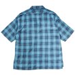 画像2: Nigel Cabourn（ナイジェル・ケーボン）OPEN COLLAR SHIRT（オープンカラーシャツ）"RAYON CHECK / BLUE（ブルー） (2)