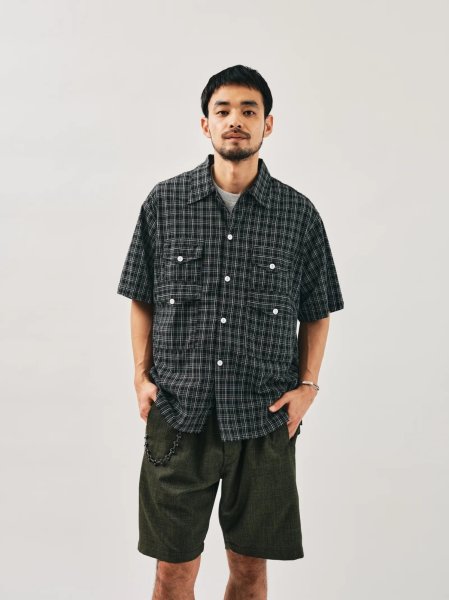 画像7: Post O'Alls（ポストオーバーオールズ）Town&Country HAVANA（タウン＆カントリーハバナ）"Cotton broadcloth check" / Black（ブラック） (7)