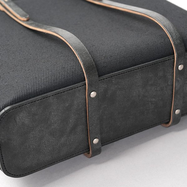 画像4: WILD SWANS（ワイルドスワンズ）UP-RIGHT（アップライト）トートバッグ"綿麻ヘビーツイル×フルグレインブライドルレザー"/Black（ブラック） (4)