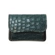 画像1: WILD SWANS（ワイルドスワンズ）TONGUE（タング）マルチコインケース/グリーン"クロコダイル"×ブラック"サドルプルアップ" (1)