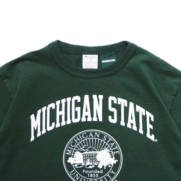 画像3: Champion（チャンピオン）T1011 US Print T-Shirt・Made in USA（ティーテンイレブンUSプリントTシャツ）"MICHIGAN STATE" / Moss（モスグリーン） (3)