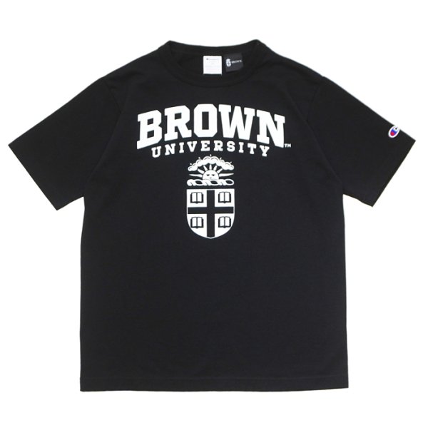 画像1: Champion（チャンピオン）T1011 US Print T-Shirt・Made in USA（ティーテンイレブンUSプリントTシャツ）"BROWN Univ" / Black（ブラック） (1)