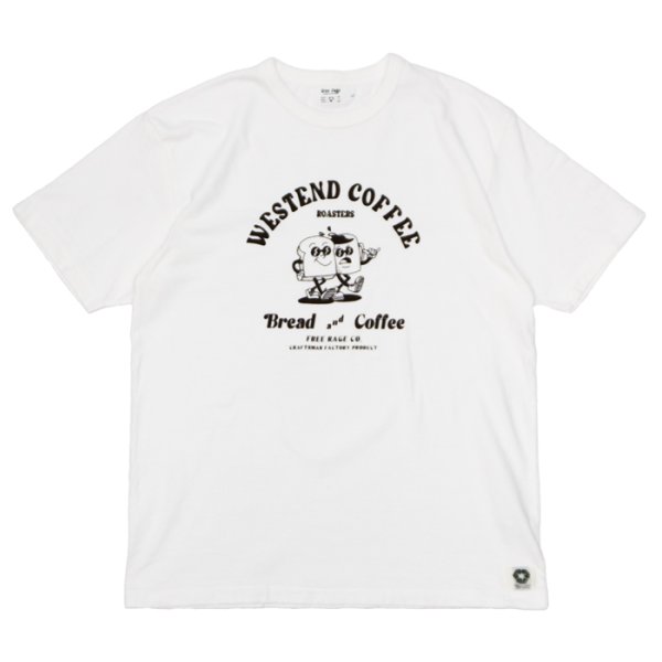 画像2: free rage（フリーレイジ）リサイクルコットンプリントTee "Bread and Coffee" / White（ホワイト）・Sumi（スミクロ） (2)