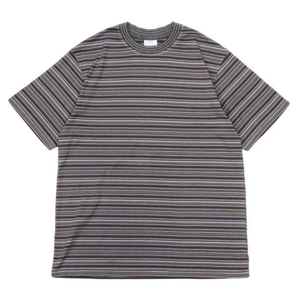 画像1: Yonetomi NEW BASIC（ヨネトミニューベーシック）GARMENT DYE RANDOM BOREDER T-SHIRT（ガーメントダイランダムボーダーTシャツ）/ Gray（グレー） (1)