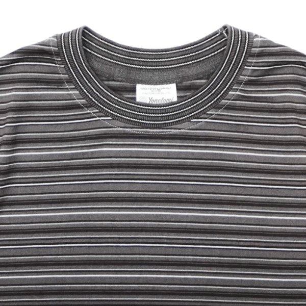 画像3: Yonetomi NEW BASIC（ヨネトミニューベーシック）GARMENT DYE RANDOM BOREDER T-SHIRT（ガーメントダイランダムボーダーTシャツ）/ Gray（グレー） (3)