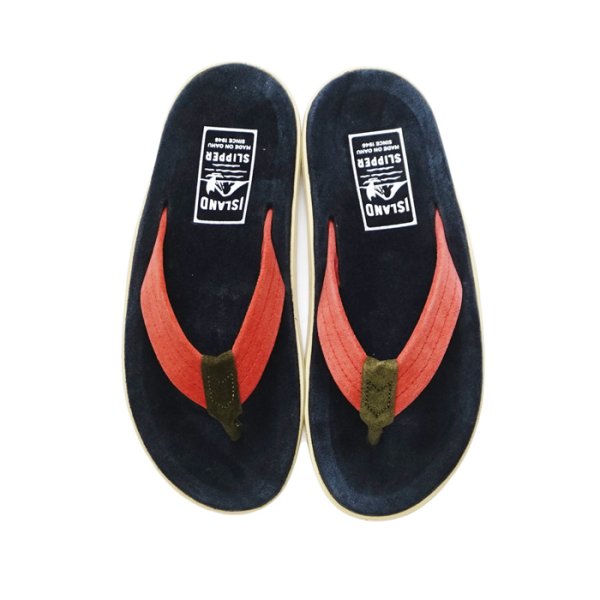 画像4: ISLAND SLIPPER（アイランドスリッパ）PT203 (スエードレザートングサンダル) "Suede" / Fuchsia×Olive×Navy（フーシャ×オリーブ×ネイビー） (4)