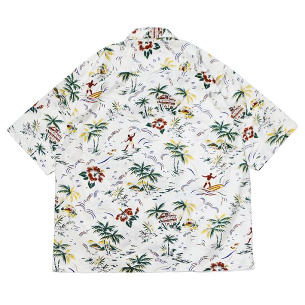 画像2: BARNS OUTFITTERS （バーンズアウトフィッターズ） ALOHA SHIRT （アロハシャツ）/ White（ホワイト） (2)