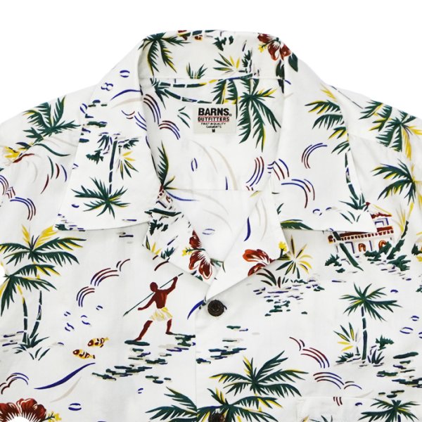 画像3: BARNS OUTFITTERS （バーンズアウトフィッターズ） ALOHA SHIRT （アロハシャツ）/ White（ホワイト） (3)