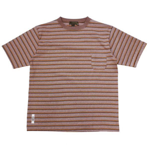 画像1: Nigel Cabourn（ナイジェル・ケーボン）7.8oz BORDER HALF SLEEVE T-SHIRT（7.8ozボーダーハーフスリーブTシャツ）/ L,BROWN（ライトブラウン） (1)