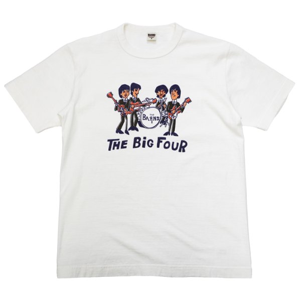 画像2: BARNS OUTFITTERS (バーンズアウトフィッターズ) "STANDARD" TSURI-AMI Crew Print T-Shirt (吊り編みクループリントTシャツ) / White（ホワイト）・Grey (グレー) (2)