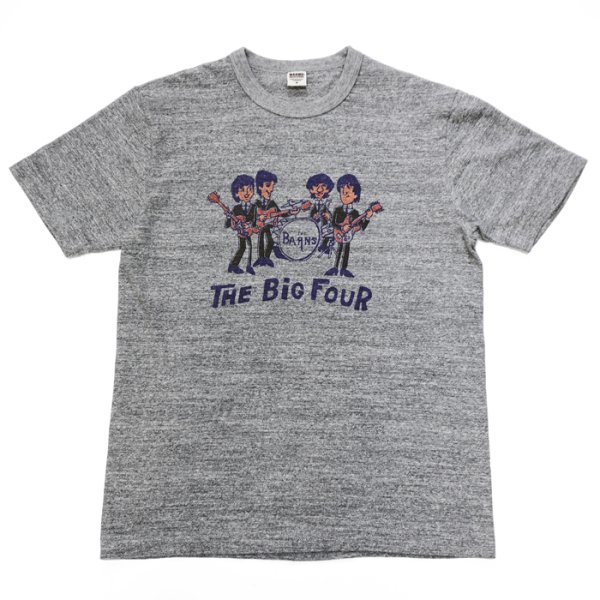 画像3: BARNS OUTFITTERS (バーンズアウトフィッターズ) "STANDARD" TSURI-AMI Crew Print T-Shirt (吊り編みクループリントTシャツ) / White（ホワイト）・Grey (グレー) (3)