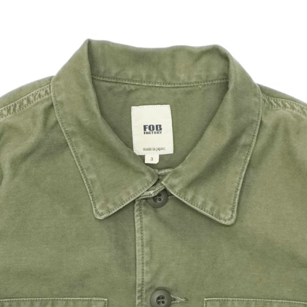 画像3: F.O.B FACTORY（エフオービーファクトリー）FATIGUE SHIRT JACKET（ファティーグシャツジャケット）"Vatdye Back Sateen" / Olive（オリーブ） (3)